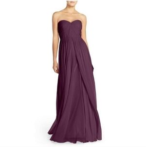 Jenny Yoo Mira Pleated Convertible Gown Bridesmaid Dress Black Currant 12 NWT